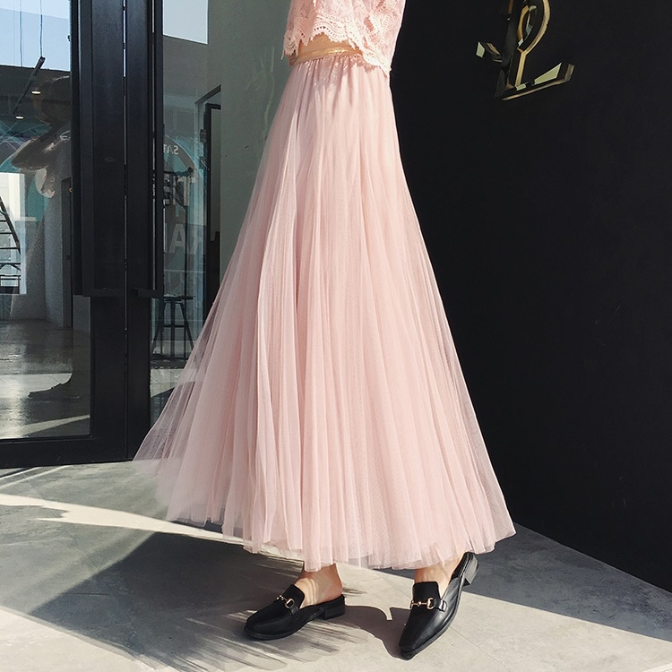 3109.プリーツチュールロングスカート（ピンク）