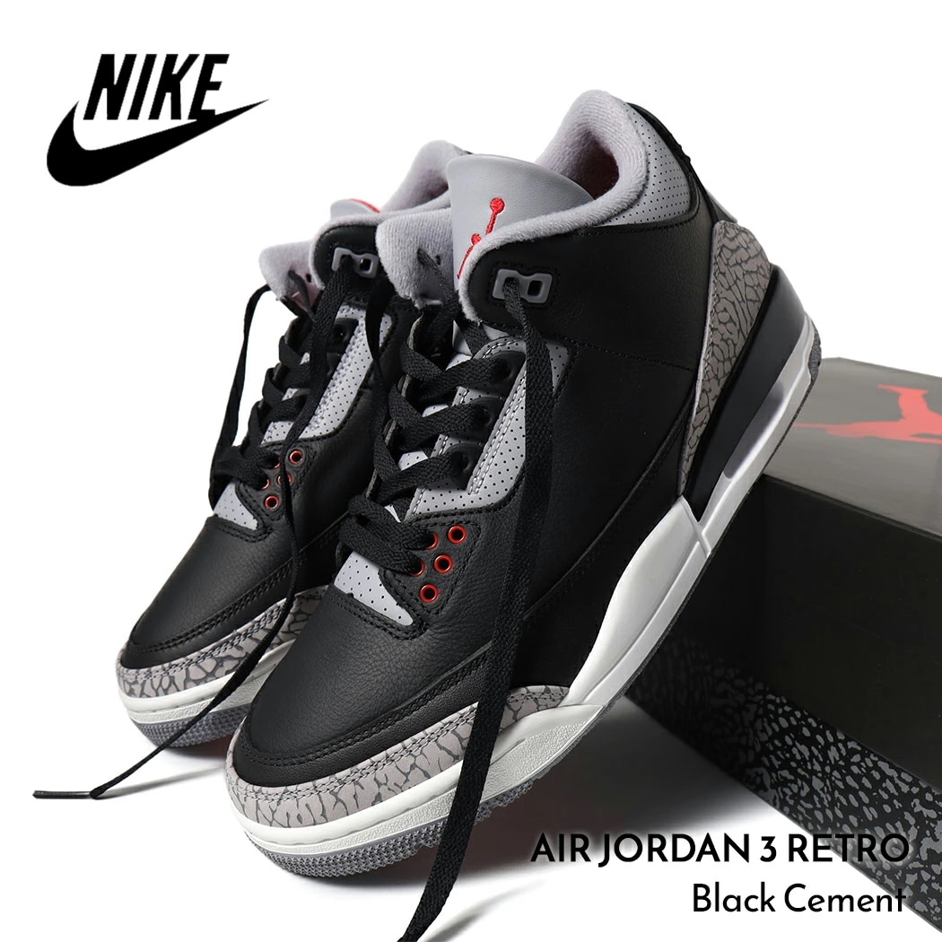 NIKE ナイキ エア ジョーダン 3 レトロ スニーカー AIR JORDAN 3 RETRO Black Cement ( AJ3 ブラックセメント 黒 ブラック グレー メンズ DN3707-0