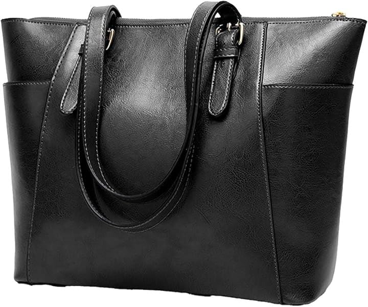 ビジネストートバッグ レディース メンズ 大容量 軽量 通勤 通学 大学生 高級 パソコン収納 puレザー 就活バッグ a4対応 ファスナー 男女兼用(ブラック)