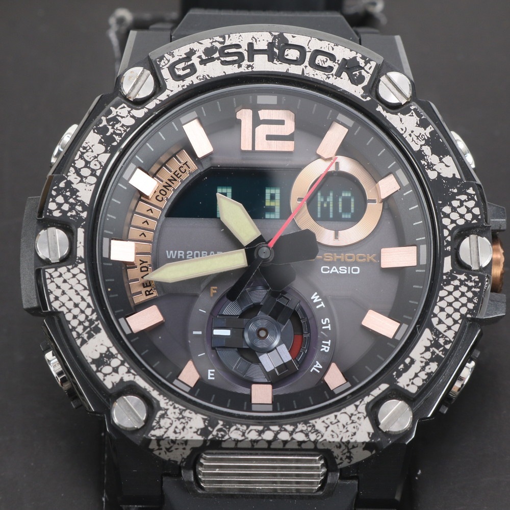 極美品 G-SHOCK WILDLIFE PROMISING コラボレーション アフリカニシキヘビ GST-B300WLP-1AJR 腕時計 ブラック 黒 メンズ MRM DM16-9 中古