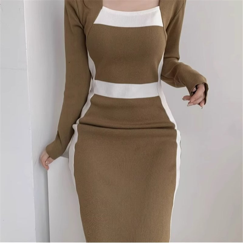 ドレス 二次会ドレス ミドルドレス ミドル 袖あり 長袖 ラウンドネック かわいい 大人可愛い きれいめ シンプル 大人 上品 おしゃれ かっこいい 大人女子 こなれ感 エレガント 華やか 無地