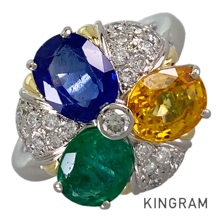 リング Pt900 K18YG サファイア 11.5号(51-52) sss【中古】