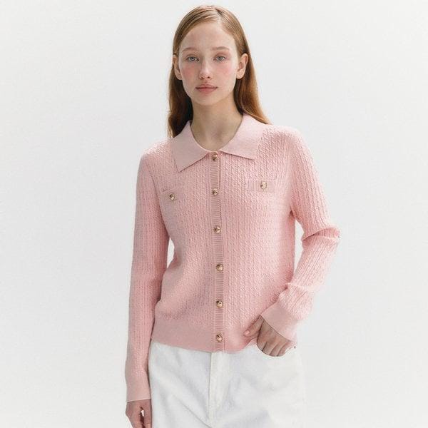 ゴールドボタンカラーケーブルカーディガン(MAFCKC04MPK)