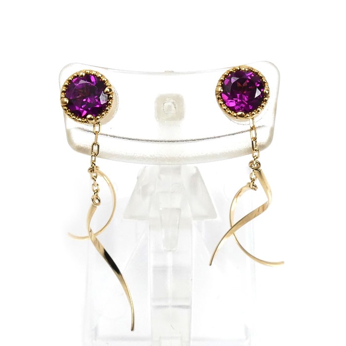 Ponte Vecchio ポンテヴェキオ K18YG イエローゴールド ピアス ガーネット 2.8g レディース 中古 美品