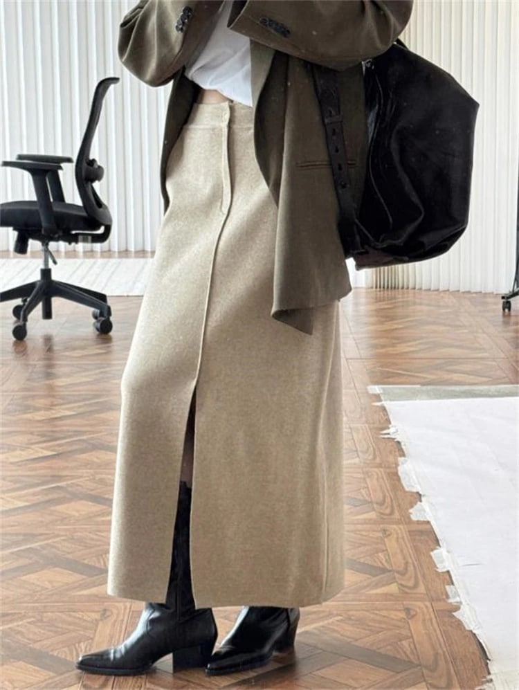 激安セール 2025早春 スリム ロングスカート カジュアル スカート おしゃれ 大人気 ストレート スプリット 柔らかさ 肌にやさしい 気質