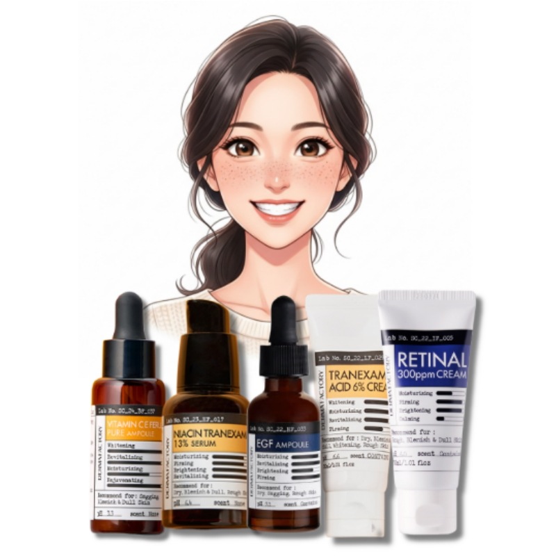 シミ（ブライトニング）ケア 5種セット_アンプル セラム クリーム