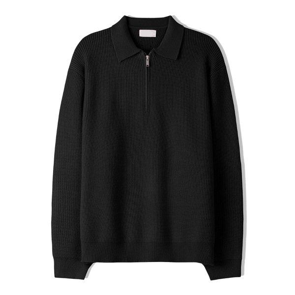 メンズベルハ찌ハーフジップモーダルカラーニット SG-KN-Q032-ブラック