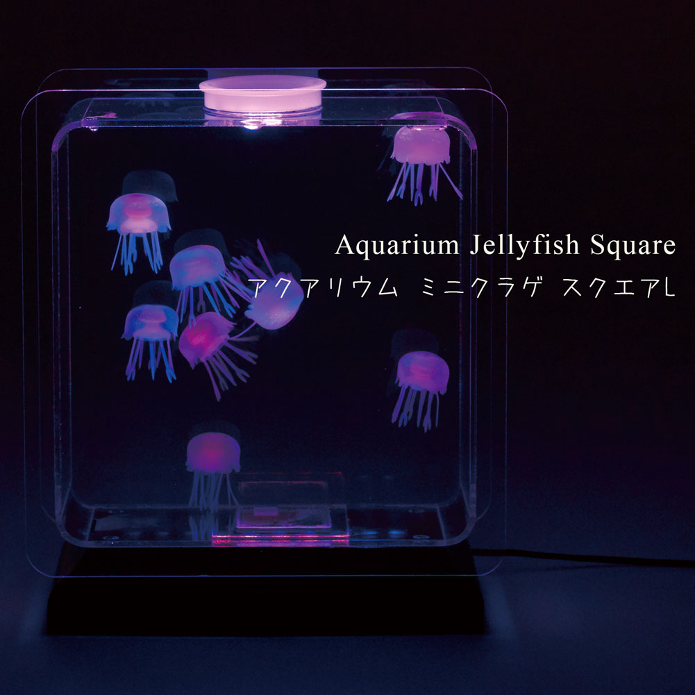 アクアリウム ミニクラゲ スクエア L 18159 レッド ブルー グリーン クラゲ くらげ アクアランプ 水槽 インテリア 照明 間接照明 オブジェ LED マリン 水族館 癒し リラクゼーション