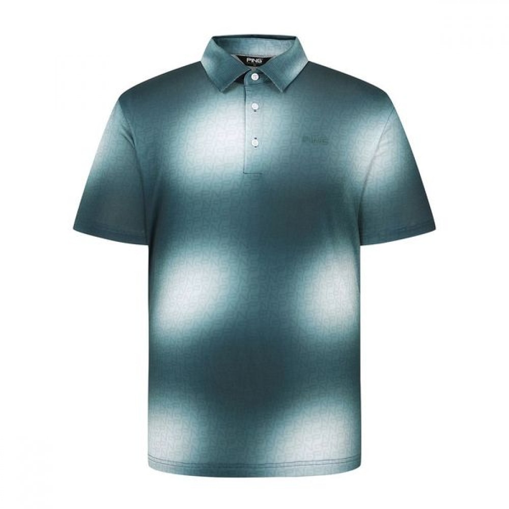 [ping] メンズロゴプリント襟半袖Tシャツ