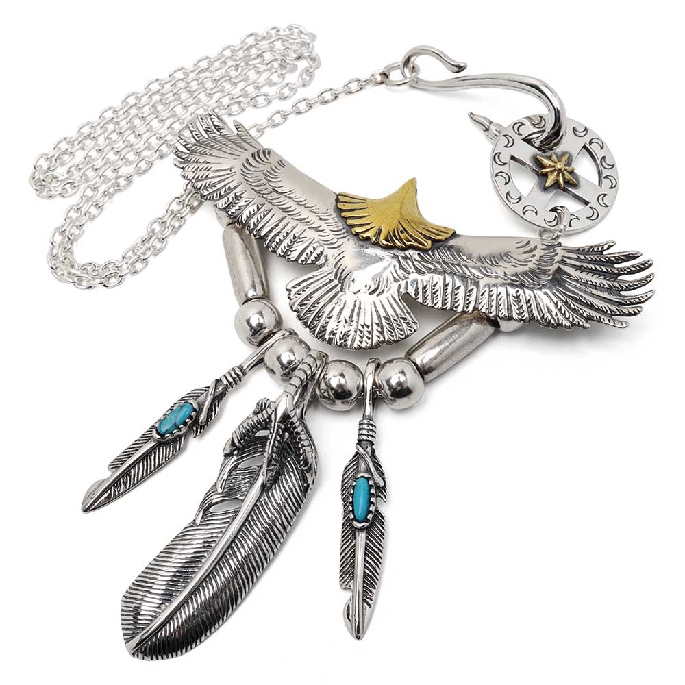 シルバー925 フェザーネックレス ターコイズ [hm107]