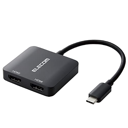 エレコム USB-C HDMI 変換 2ポート ( USB C to HDMI 60Hz 変換アダプタ ) 複製 拡張 0.12m ブラック A