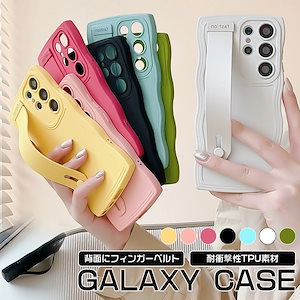 Galaxy S24 Ultra ケースかわいい 3D カーリー ウェーブ ケース Galaxy S23 ケースハンドスタンドストラップ付き Galaxy S24 スマホケース 耐衝擊性