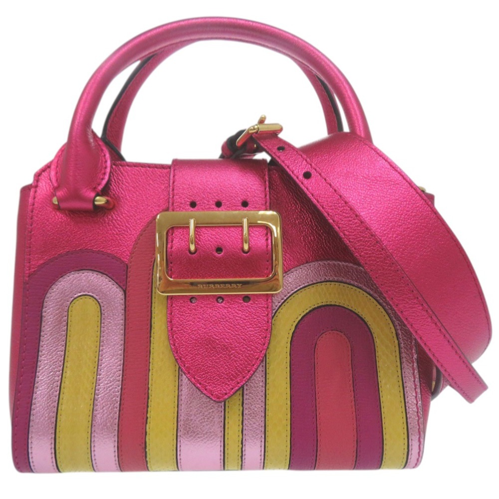 美品 3WAY メタリック ショルダーバッグ ハンドバッグ パイソン/レザー ピンク 0440【中古】 レディース 30,225円