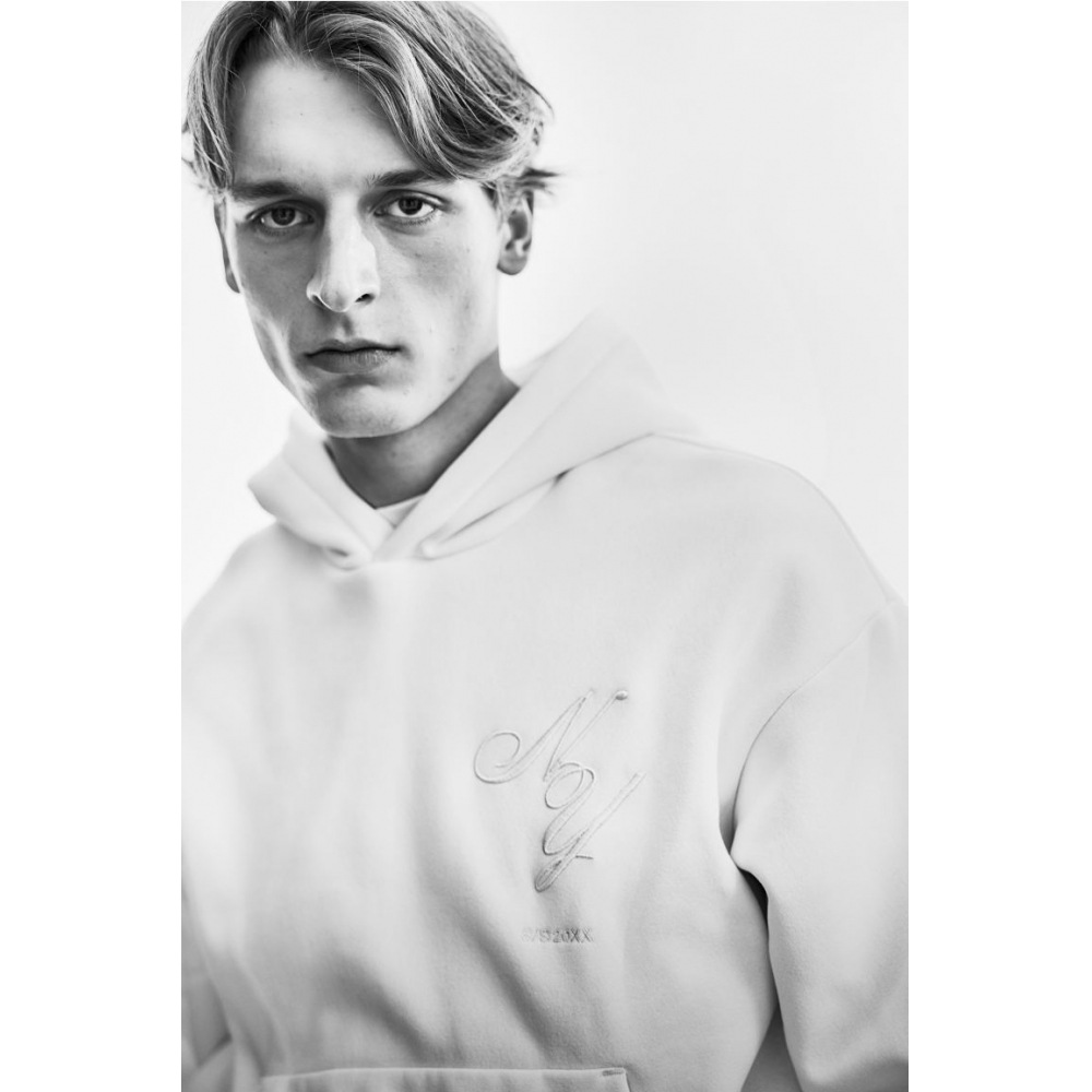 H&M ルーズフィットプリントフーディークリーム