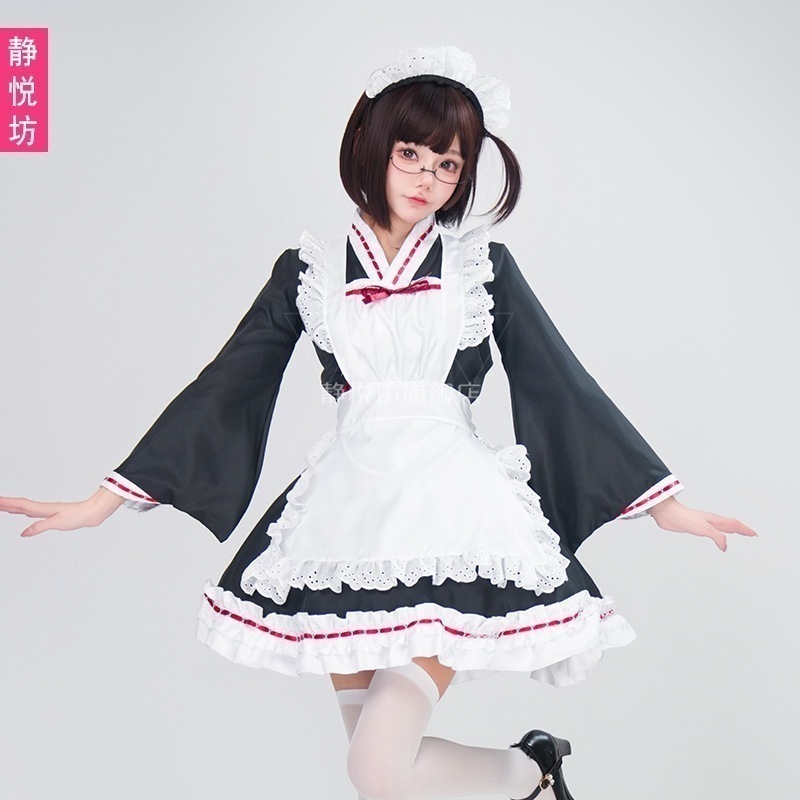 ２点で13o円OFF！【新品限定 急速出荷】日韓白黒メイド服cos演技服コスプレロリータ宅舞と衣装アニメ演出