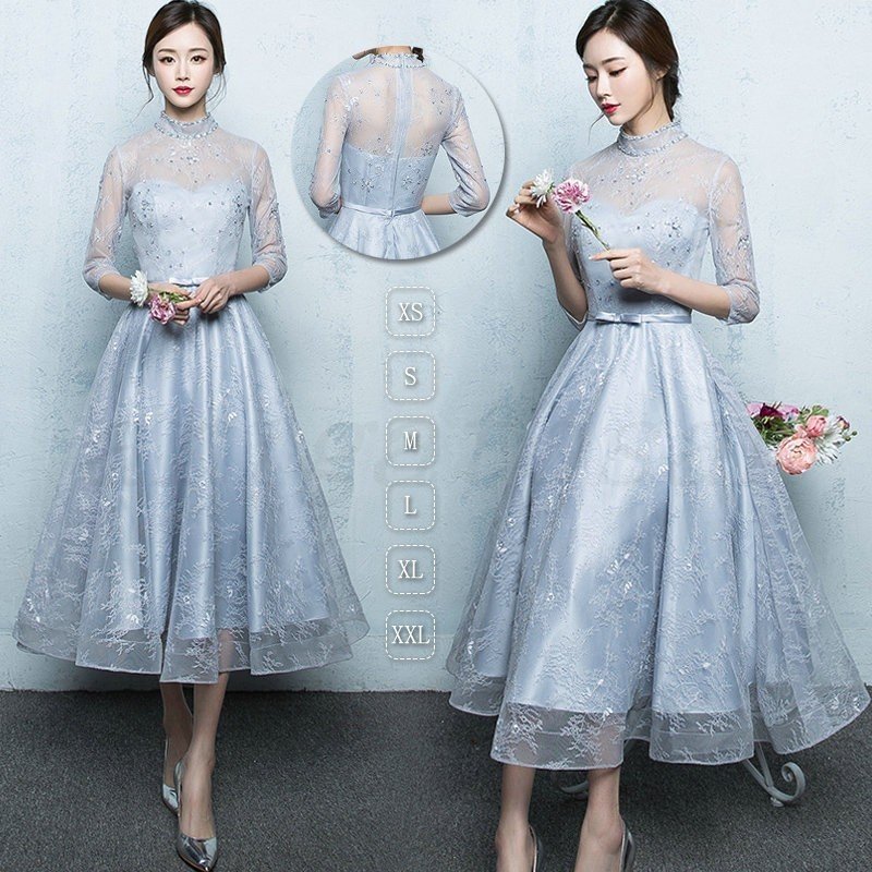 パーティードレス 結婚式 ワンピース ドレス 着痩せ 上品 お呼ばれ 食事会 レディース 袖あり 大人 二次会 披露宴 卒業式 成人式