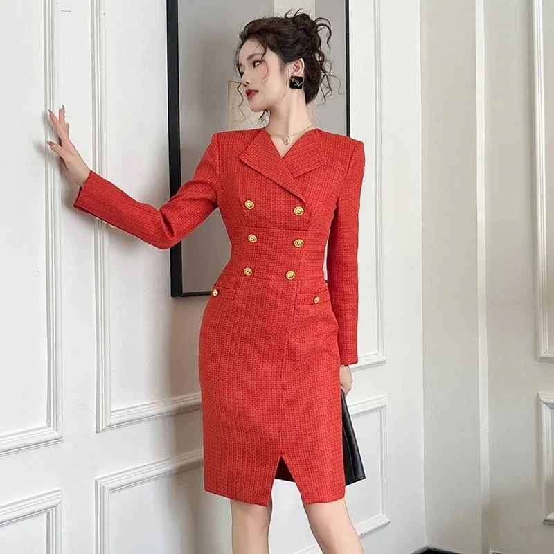 【JY.上品】 秋冬 通勤風 スーツワンピ ラシャ ツイード パーティードレス キャバ 着痩せ 大人 同窓会 披露宴 卒業式 結婚式 演奏会 ウェディング 二次会30%までに制限 5,949円
