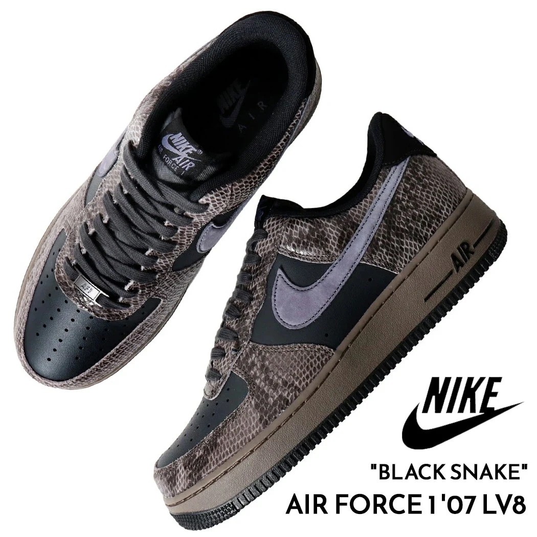 NIKE ナイキ エアフォース ロー スニーカー AIR FORCE 1 07 LV8 BLACK SNAKE ( 蛇 スネーク 干支 黒蛇 ブラック メンズ HF2898-001 )