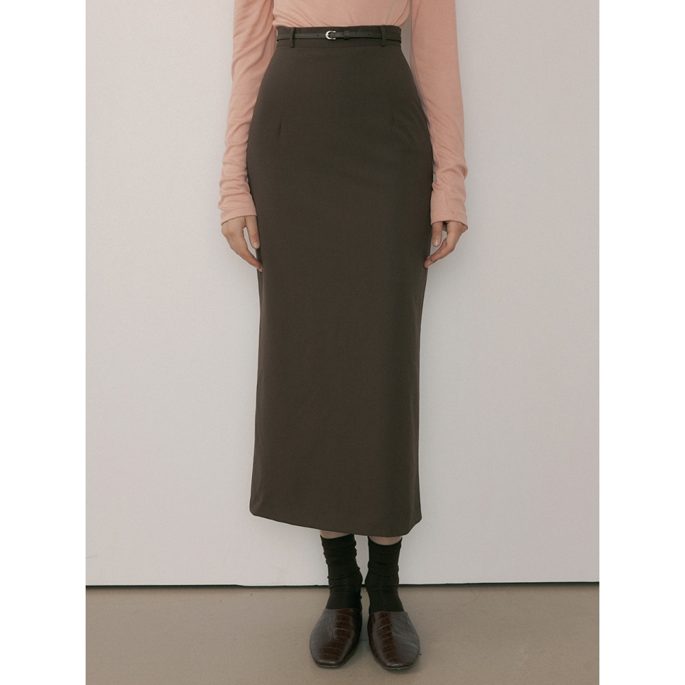 レボルグモアクラシックマキシスリットスカートブラウン