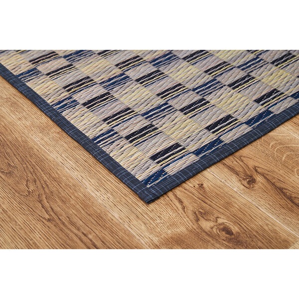 81958254 収納簡単 い草ラグ キハチ はっ水 すべりにくい 240×320 ブルー メーカー直送