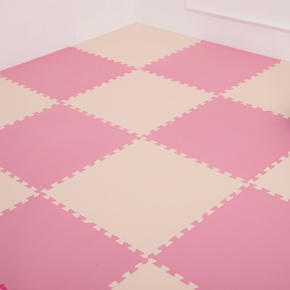 ジョイントマット 大判60cm 6畳 32枚 厚手 2cm おしゃれ EVA高品質 防音断熱 安心のノンホル 転倒防止 サイドパーツ付き【ピンクベージュ】
