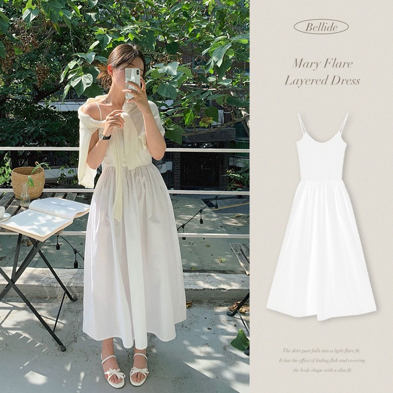 [MADE] 2つの丈メリーフレアーレイヤードワンピース op1279