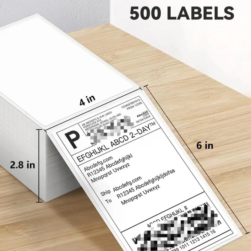 500/100枚 4インチx6インチ 感熱ラベル用紙 100x150mm 粘着ステッカー 感熱式配送ラベル DHL UPS Express バーコードラベル用