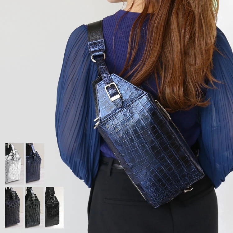 クロコダイル ボディバッグ レディース 日本製 マット 加工 ショルダーバッグ 斜め掛けバッグ ウエストバッグ 2way クラッチバッグ 本革 鰐革 保証書付き JRA プレゼント 母の日 ギフト 4