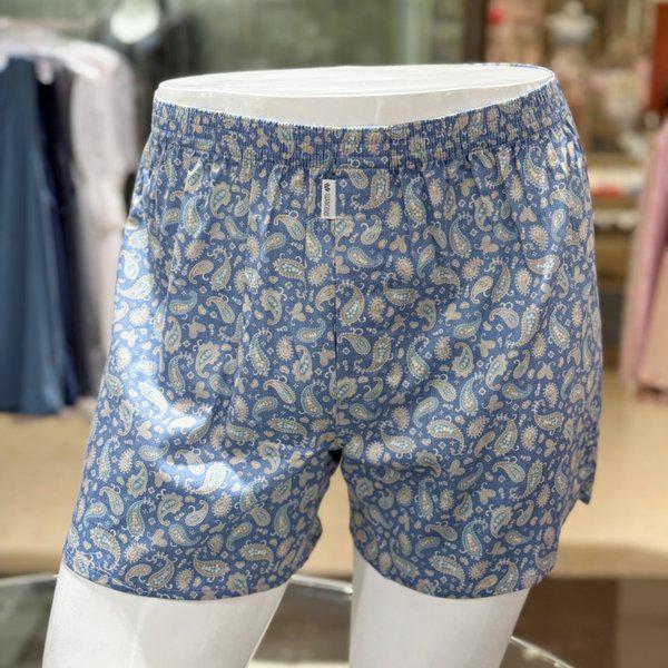男性綿80番手ペイズリー捺染トランクス（WMP5427 BU）_s