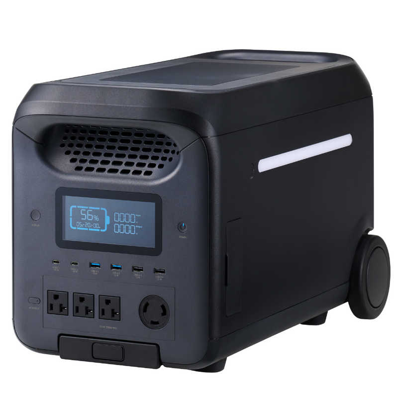 エレコム　ELECOM　ポータブル電源 2560Wh (AC×4 Type-C×2 USB-A×4 カーアクセサリーソケット×1 アンダーソン×1) ブラック　DE-PS2500PBK