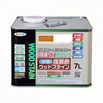アサヒペン 木部塗料 水性強着色ウッドステイン 7L ライトオーク 防カビ 防虫 防藻 撥水