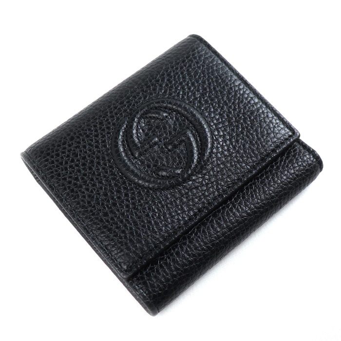 GUCCI グッチ ソーホー コンパクトウォレット 三つ折り財布 ブラック 598207 アウトレット レディース 中古 美品