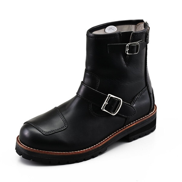 D39604 バイク ブーツ ライディングブーツ エンジニアブーツ 本革 牛革(フルグレインレザー) シフトパッド ヒールジップ DS-003 ブラック 23.0cm/レディース