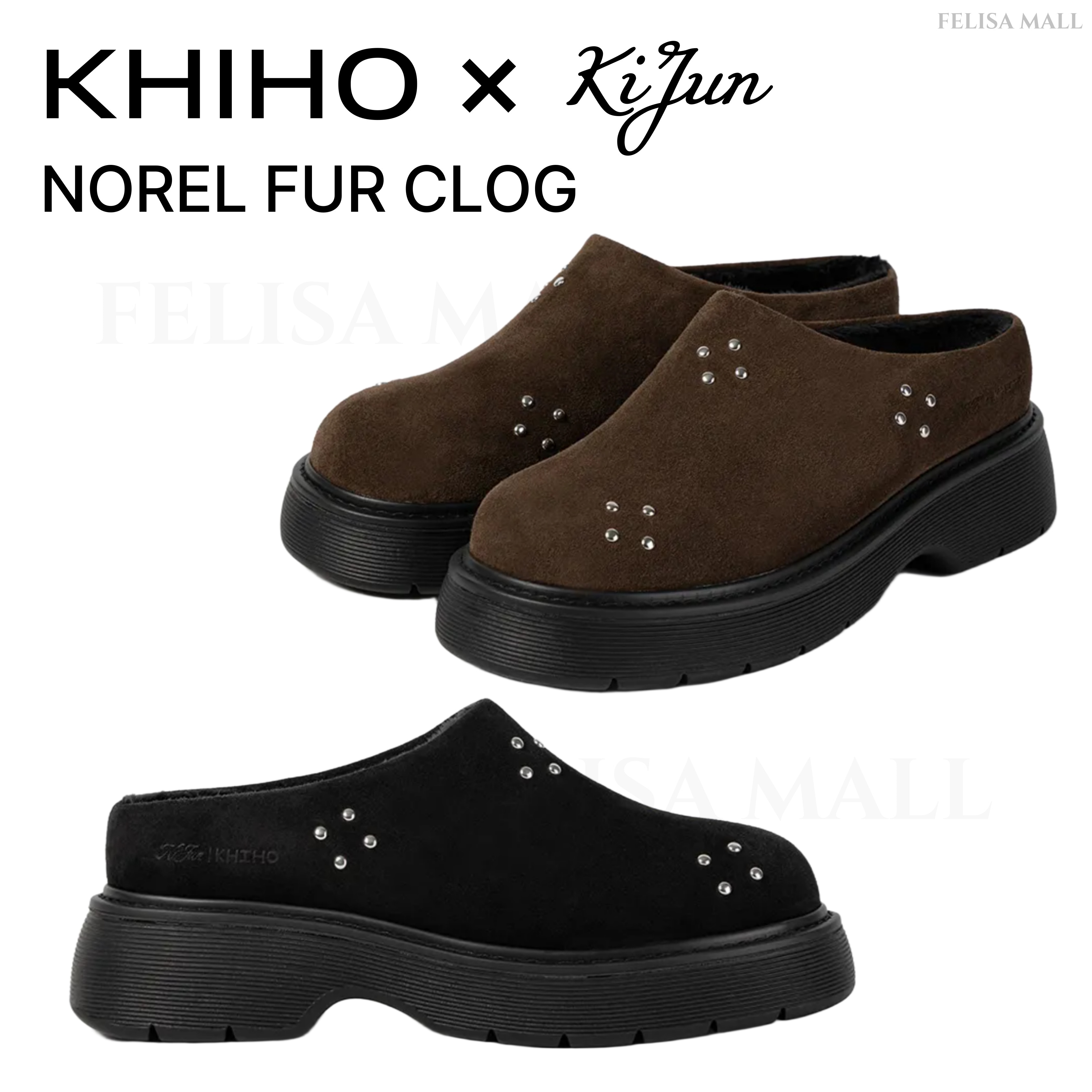 [KHIHO] × Kijun NOREL FUR CLOG 厚底ミュール 韓国人気
