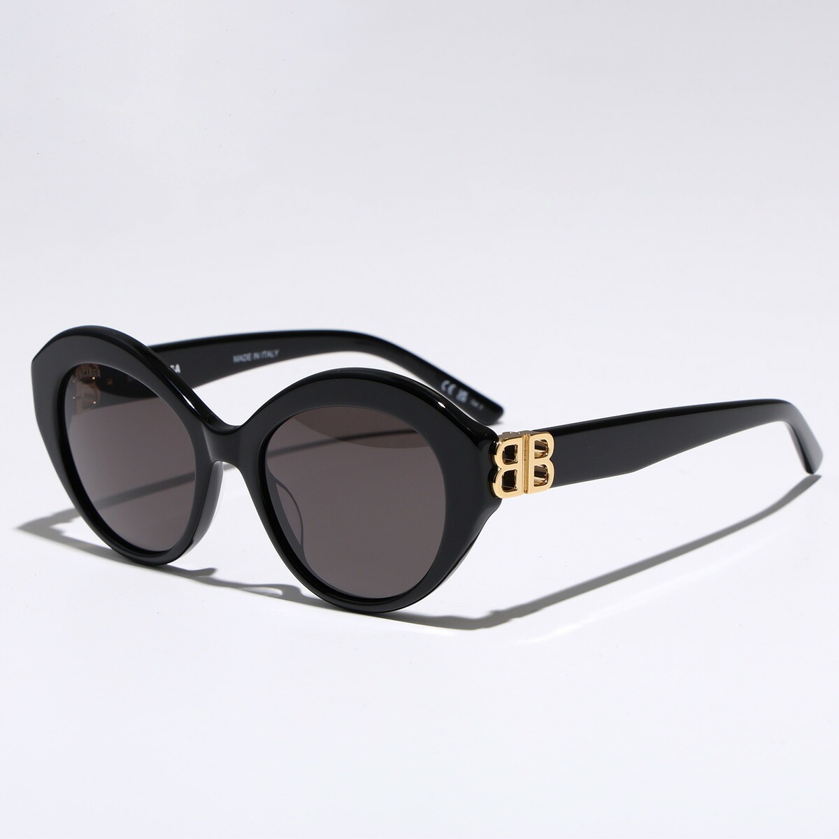 BALENCIAGA バレンシアガ サングラス BB0133S レディース フォックス型 メガネ 眼鏡 BBメタルロゴ セルフレーム アイウェア 0018/BLACK-GOLD-GREY