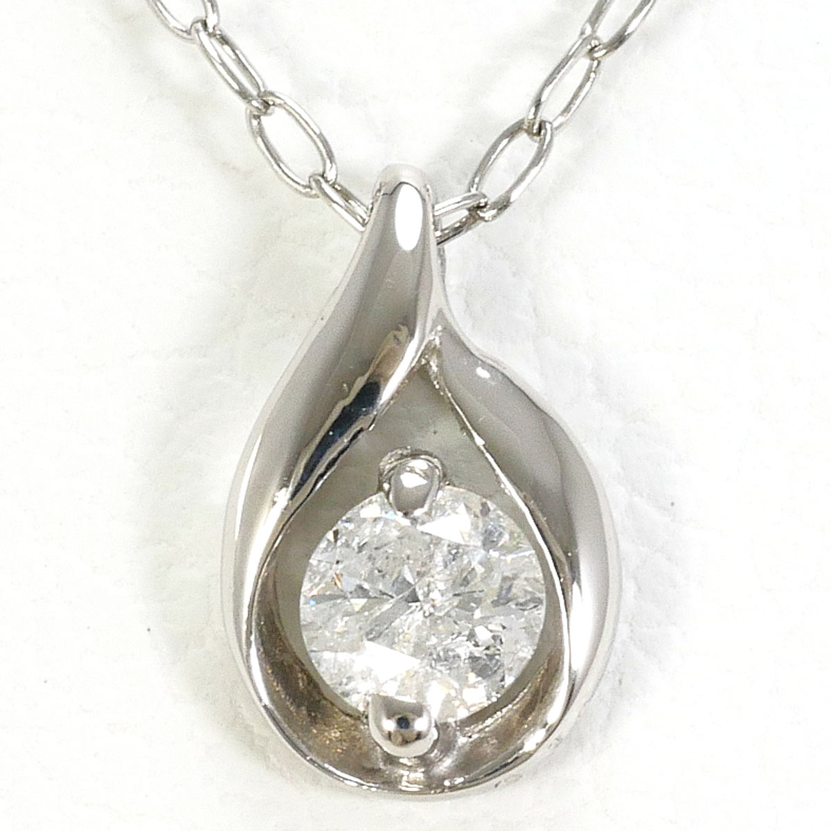 PT900 プラチナ PT850 プラチナ ネックレス ダイヤモンド 0.10ct 総重量約0.9g 約41cm 中古