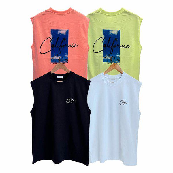 メンズカリフォルニアノースリーブタンクトップTシャツタンクトップRB4-TS5-Q031-イエロー