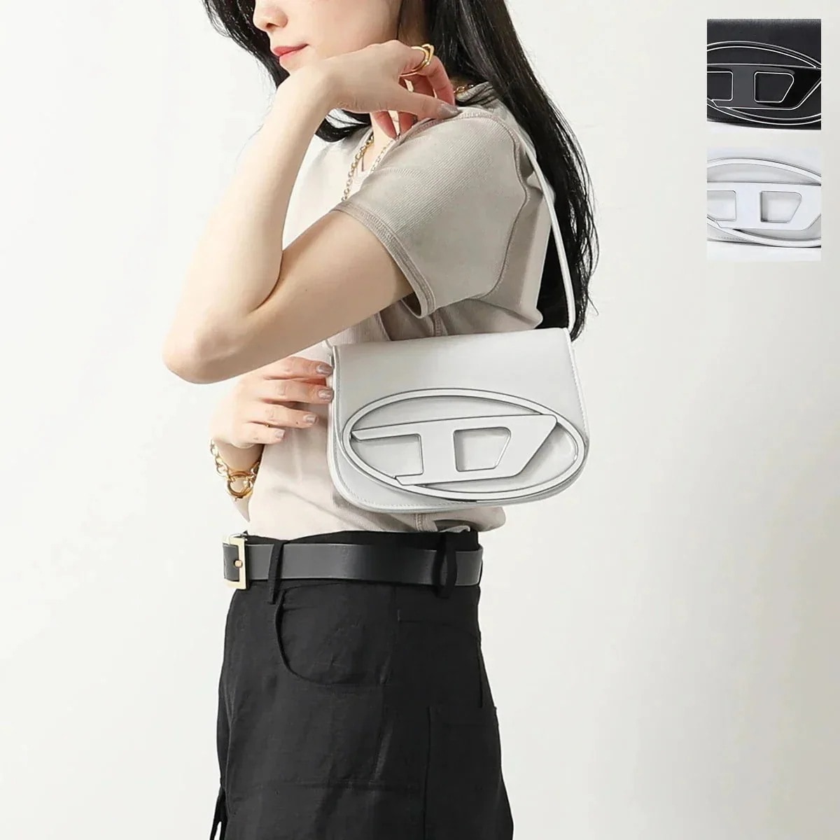 DIESEL ディーゼル ショルダーバッグ 1dr X08396 PR818 レディース レザー ハンドバッグ オーバルD クロスボディ 鞄 カラー2色