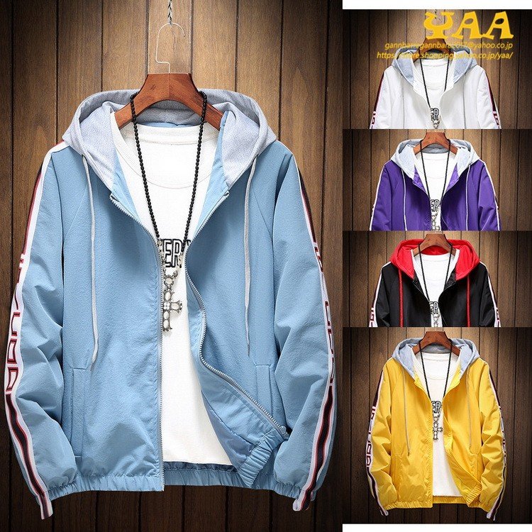 ジップジャケット メンズ ライトアウター パーカー ジャケット 大きいサイズ スウェットフード付き 撥水 防風 きれいめ 4,632円