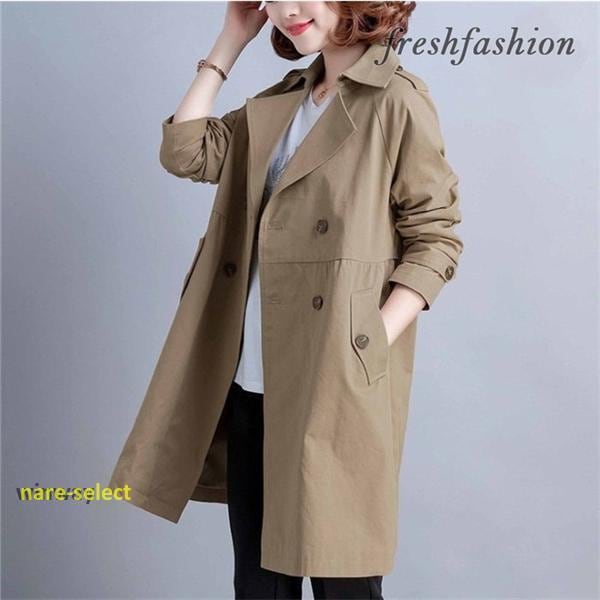 40代 30代 きれいめ 無地 レディース お洒落 カジュアル オフィス 上品 通勤 OL トレンチコート 長袖 秋 スプリングコート コート ライトアウター 大きいサイズ