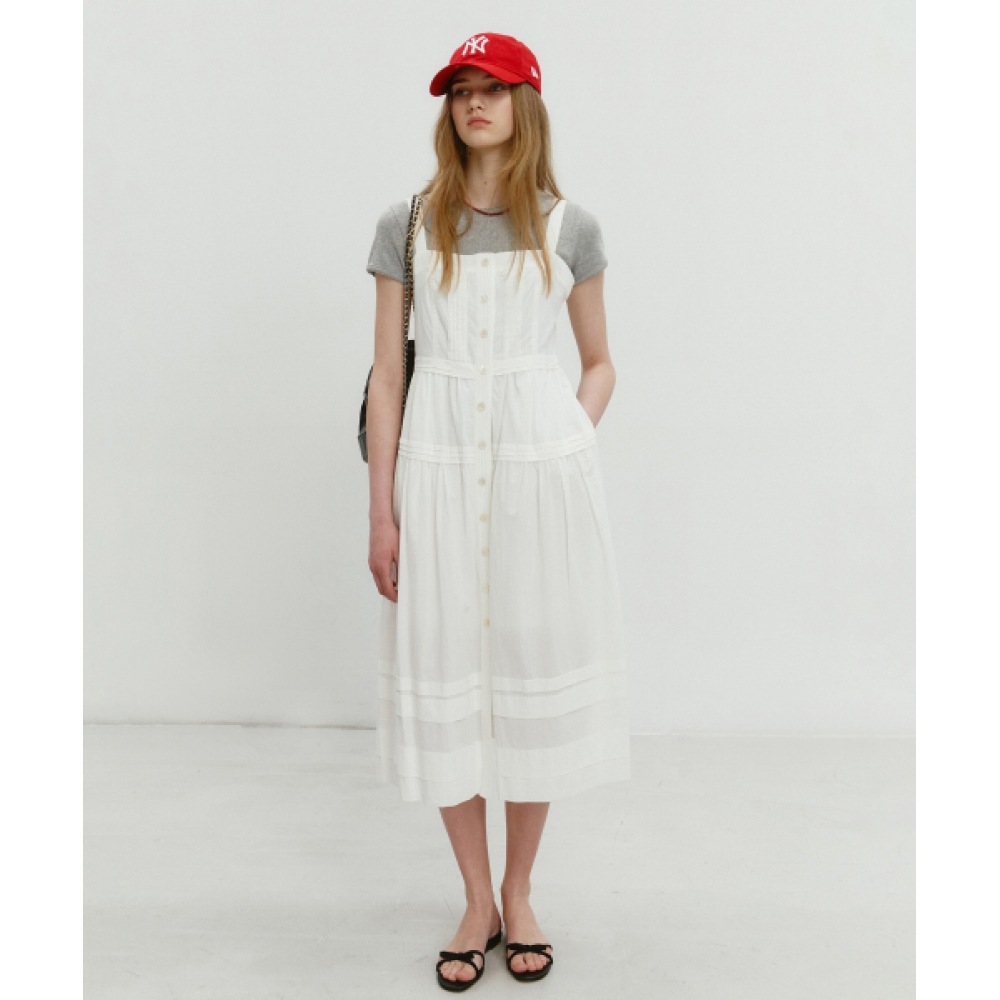 ダンスト女性用スクエアネックスリーブドレスオフホワイト_UDDR4B230OW