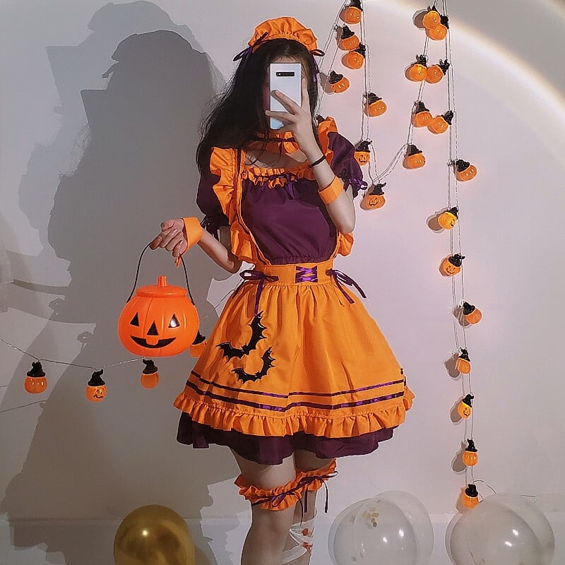【急速出荷!】ハロウィン 今年 短纳期 大きいサイズ コスプレ メイド服 こうもり スウィート ワンピース