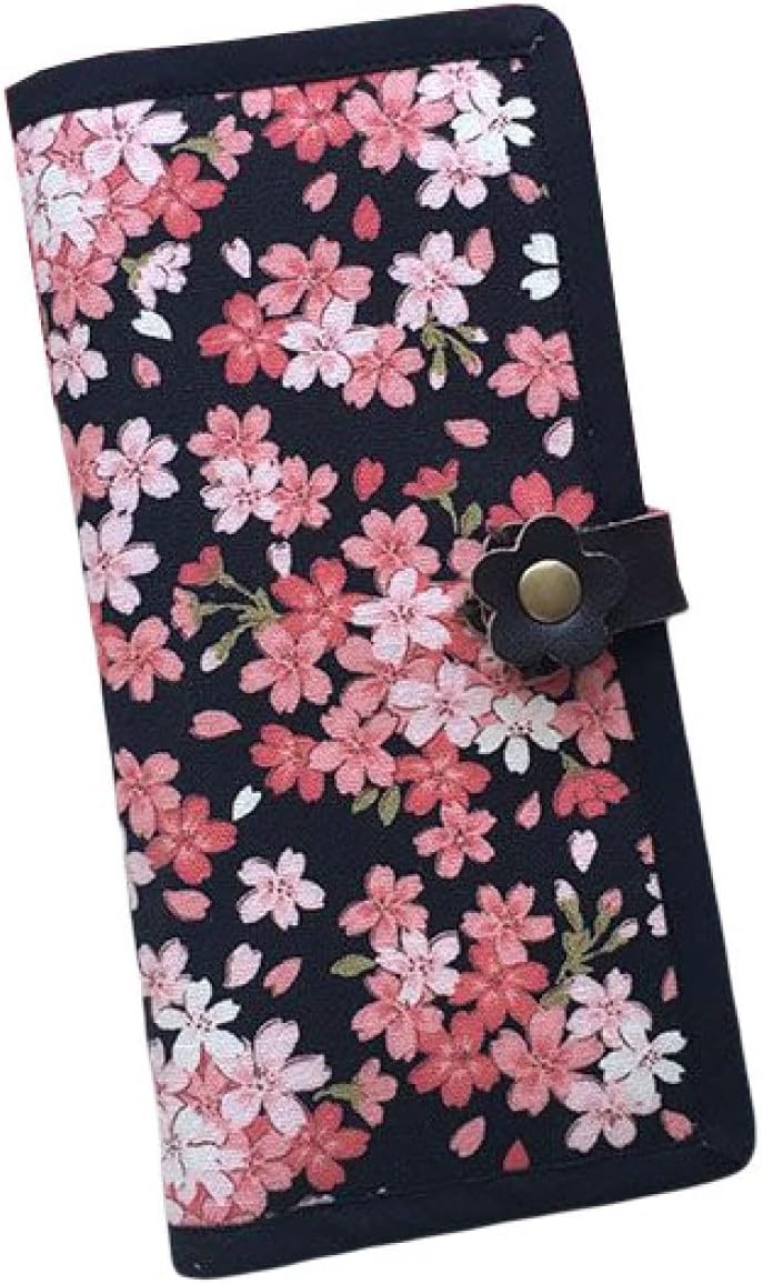 【20%OFFクーポン】桜柄 長財布 レディース 大人 2つ折り ボタン ジッパー 大きい 軽くて 薄い 財布 使いやすい お手頃 大容量 カード入れ 小銭入れ 多機能 マチ付き コインケース ウォレ