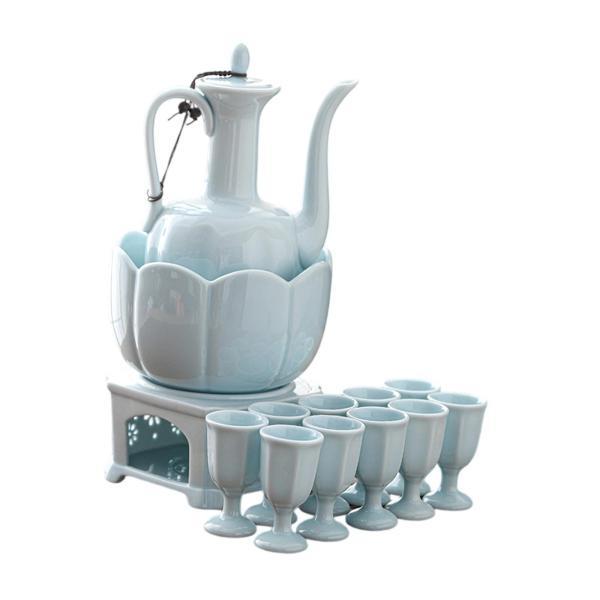 セラミック製酒器セット 保温ポット付き ドリンクギフト ドリンクウェア ウォーマーセット 10カップ付き 誕生日 レストラン ティーパーティー用 7,924円