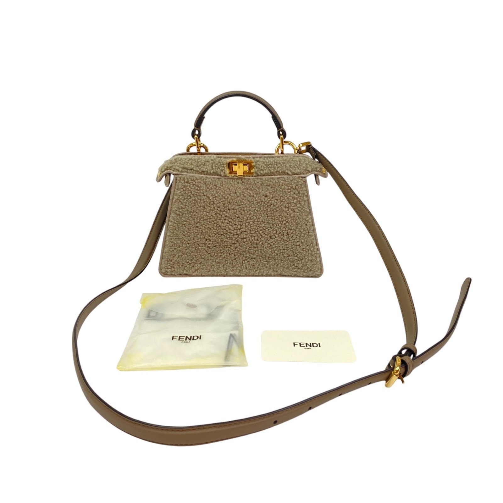【中古】未使用 フェンディ FENDI レディース ピーカブー アイシーユー ムートン ショルダーバッグ ハンドバッグ 8BN335