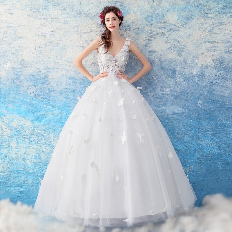 ウェディングドレス 安い 結婚式 花嫁ドレス 二次会 パーティードレス お花 ウエディングドレス エンパイア ロングドレス ホワイト 大きいサイズ