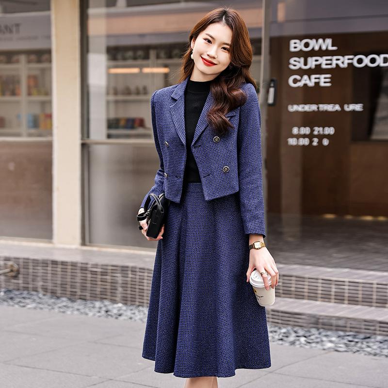 スーツセット レディース スカートセット ジャケット チェック柄 着痩せ フォーマル 通勤 OL 20代30代 40代 おしゃれ セレモニースーツ 秋冬