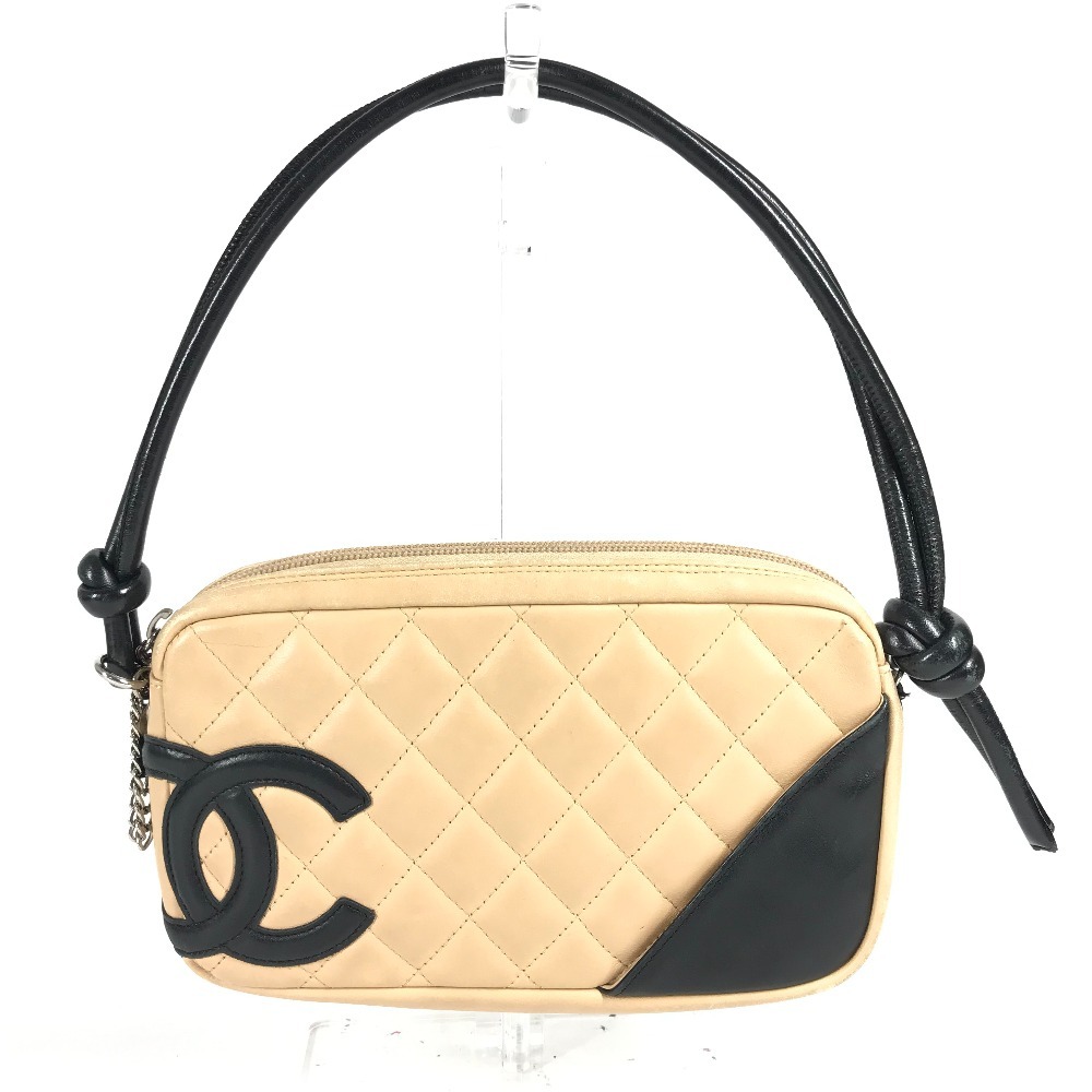 ショルダーバッグ A25175 ロゴ CC ココマーク カンボンライン カバン ハンドバッグ 肩掛け アクセサリーポーチ レザー ベージュ