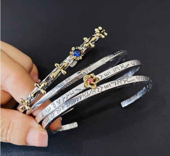 「The Origin of Everything」S925スターリングシルバージェムストーンクロスグラフィティオープニングメビウスリングブレスレットオリジナルデザイン 11,700円