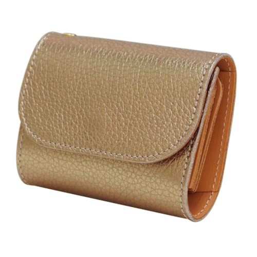 [] コトカル ミニ財布 本革 箔レザー お札が折れない 二つ折り 小さい財布 レディース メンズ (ゴールド) 金